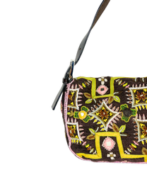 Vintage Fendi Beaded Mirror Fringe Baguette Bag