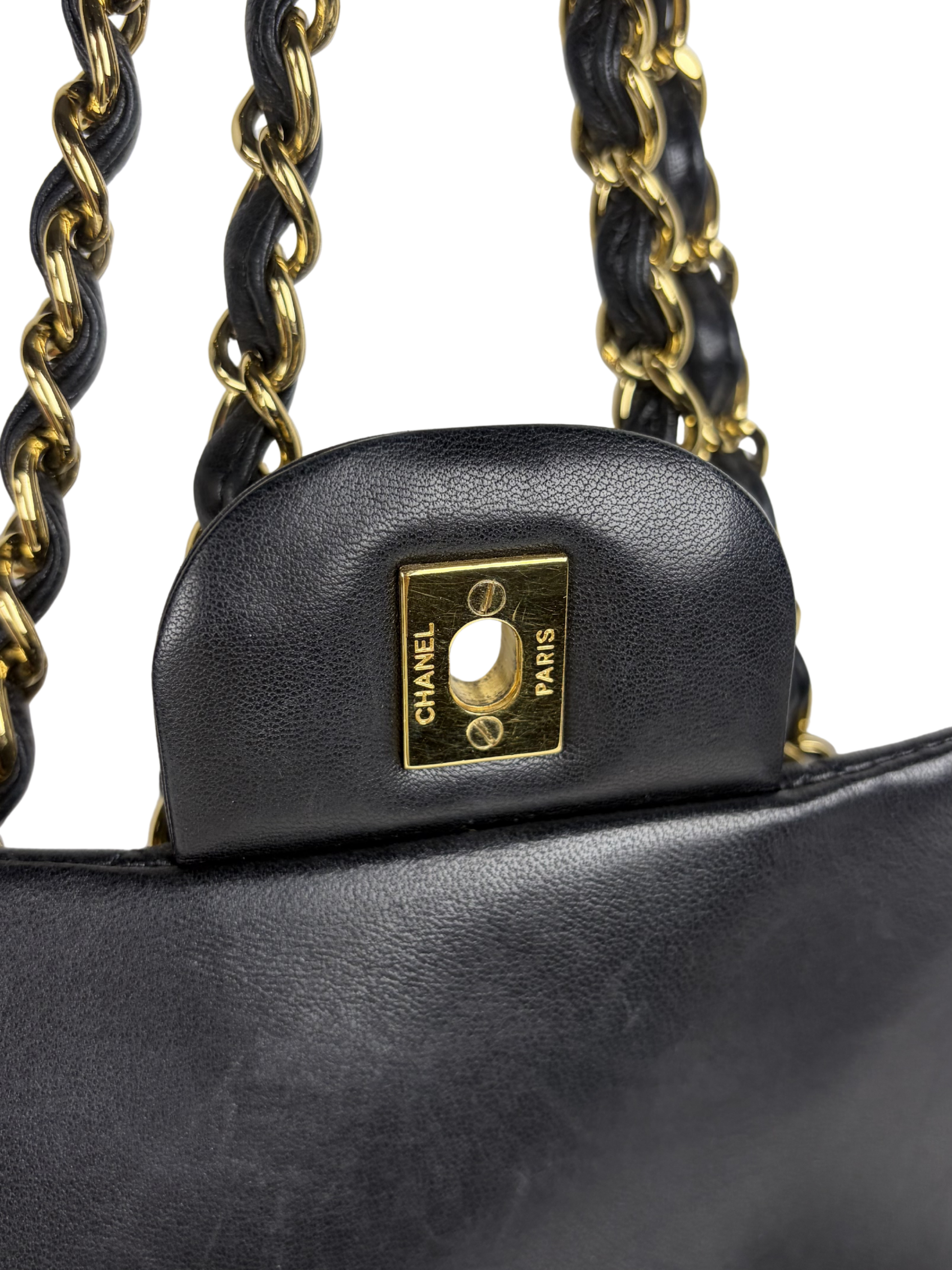Chanel Jumbo Classic Flap Bag in Black Lambskin Leather