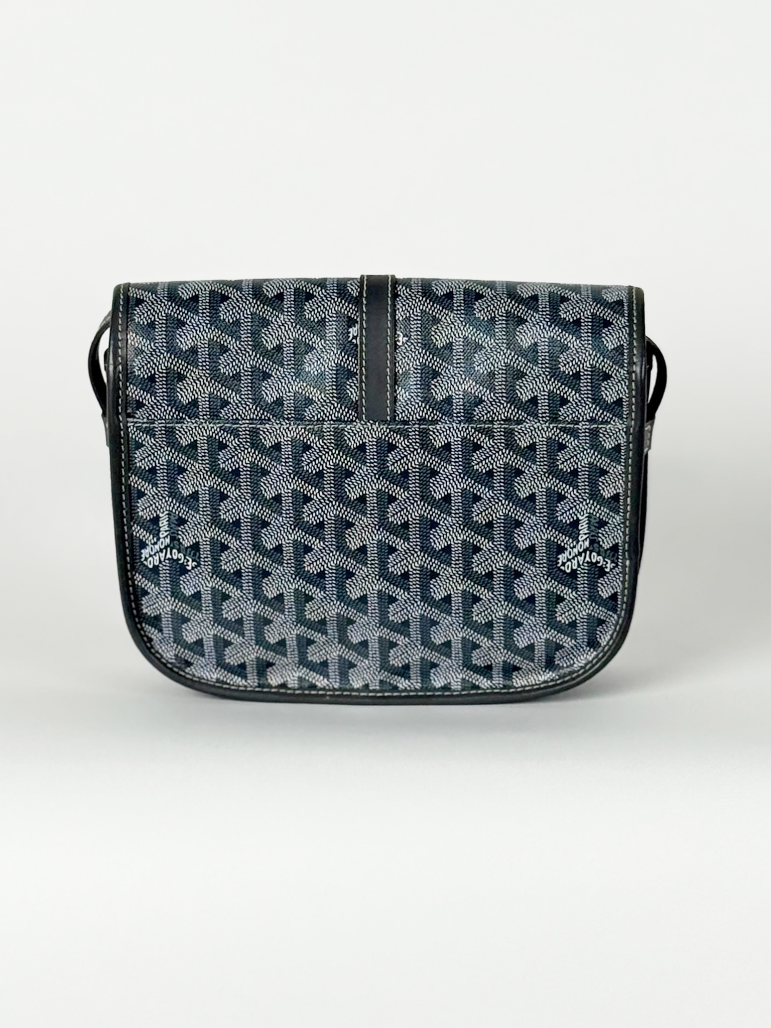 Goyard Belvedere PM Bag Grey Goyardine Canvas with Leather Trim