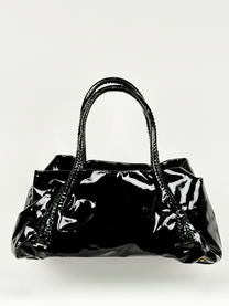 Salvatore Ferragamo Vintage Black Patent Tote with Lock &amp; Key
