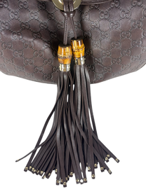Vintage Gucci Babushka Indy Hobo Bag in Embossed Guccisima Leather &amp; Bamboo Tassels