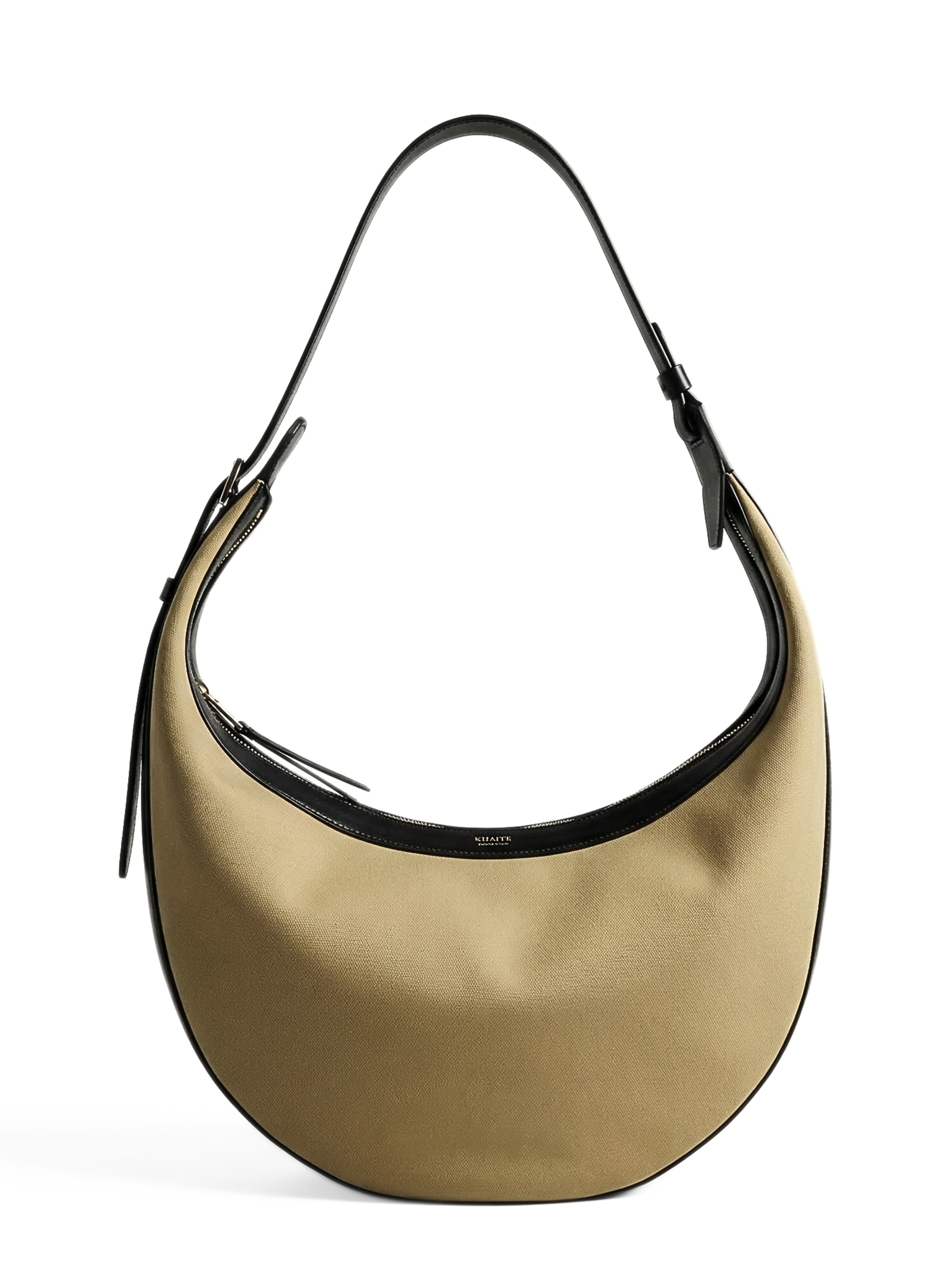 Khaite Augustina Canvas Hobo Bag with Leather trim