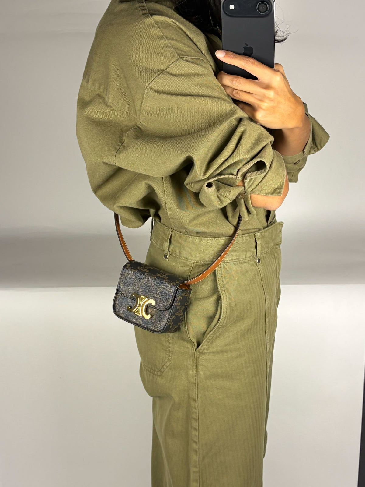 Celine Mini Triomphe Bag in Triomphe Canvas