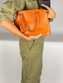 Prada Orange Saffiano Lux Promenade Bag