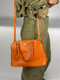 Prada Orange Saffiano Lux Promenade Bag