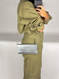 Dior Metallic Microcannage Wallet on Chain