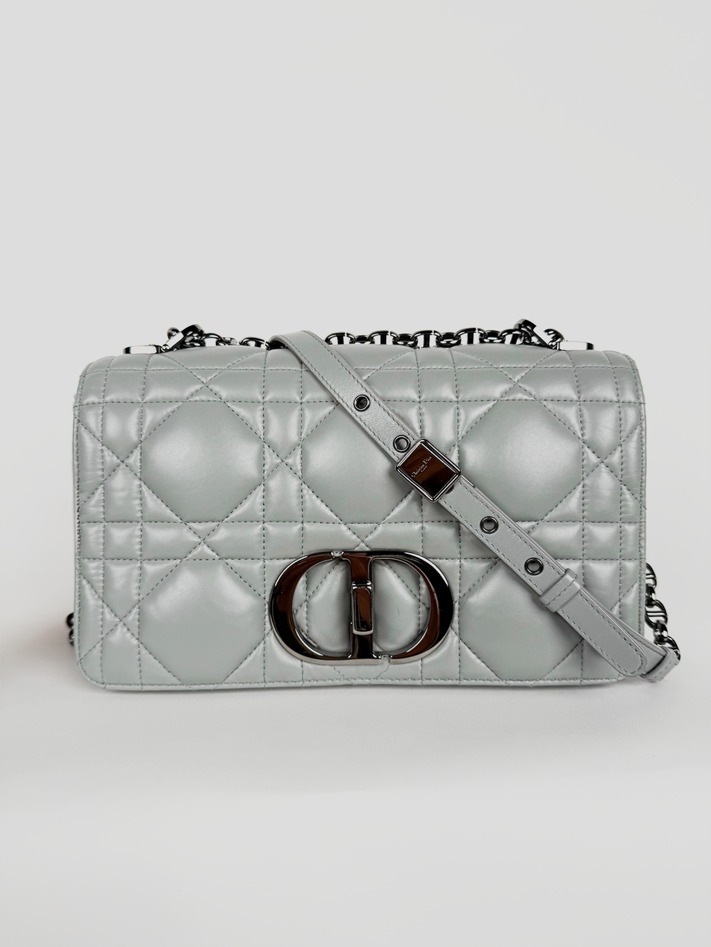 Dior Caro Bag Gray Quilted Calfskin with Ruthenium Hardware