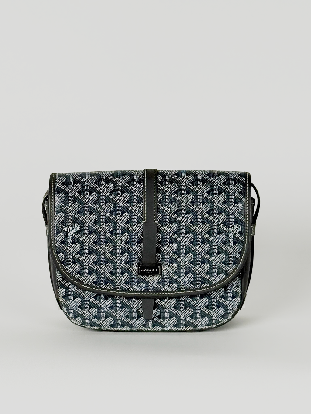 Goyard Belvedere PM Bag Grey Goyardine Canvas with Leather Trim