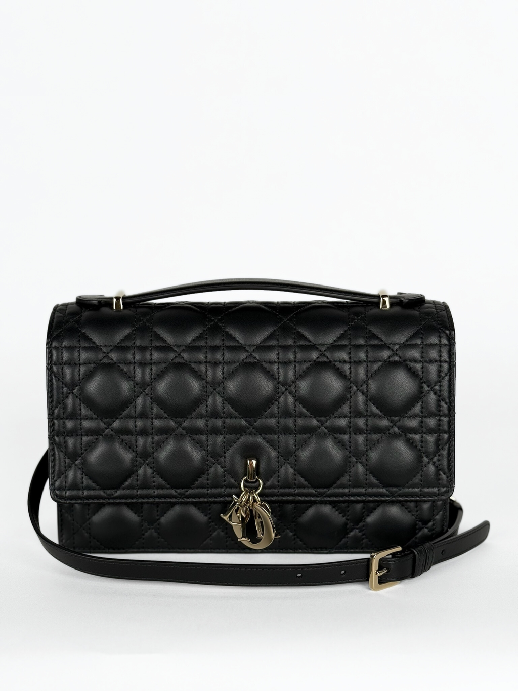 Dior My Dior Top Handle Bag Black Cannage Lambskin