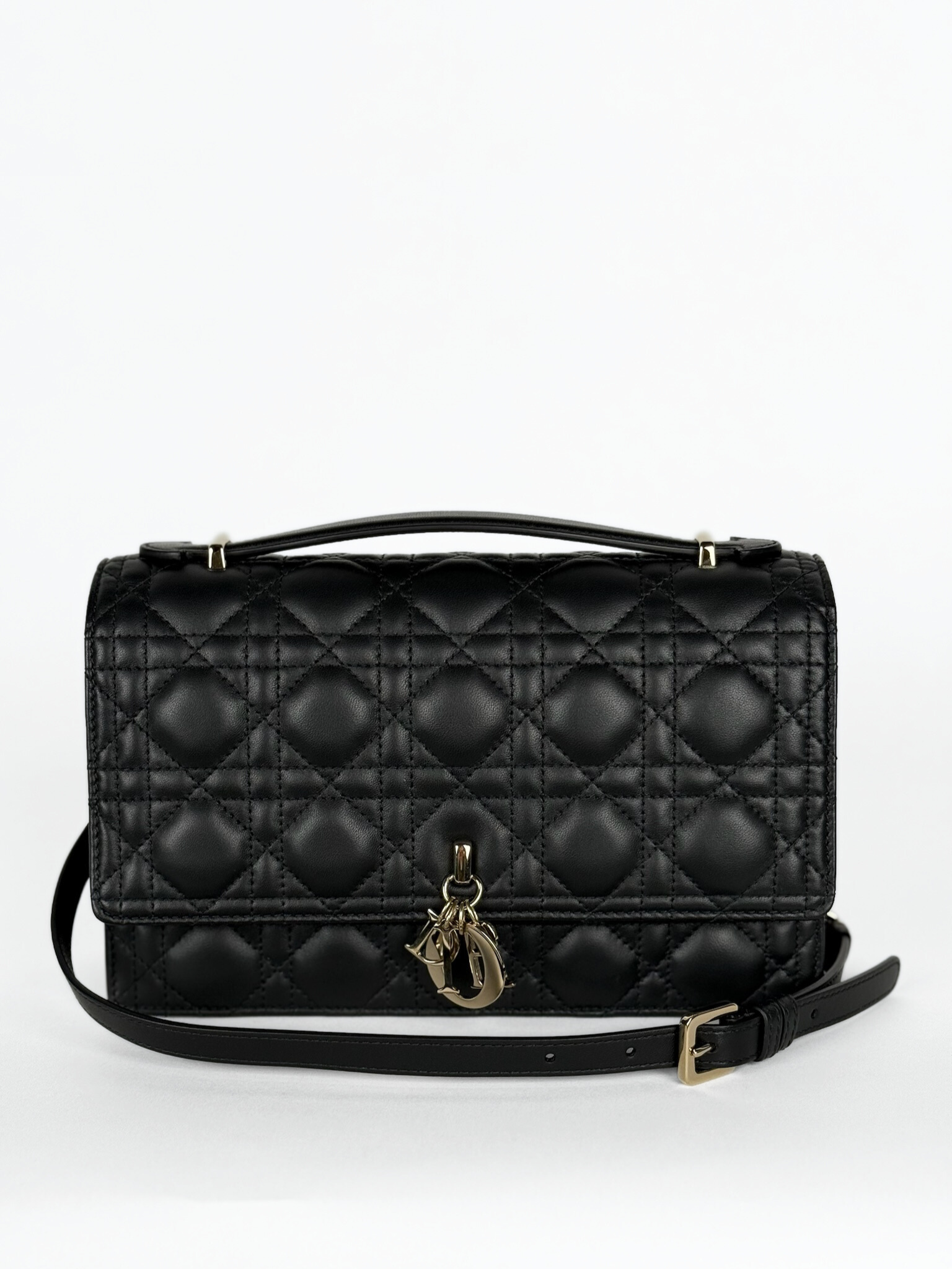 Dior My Dior Top Handle Bag Black Cannage Lambskin