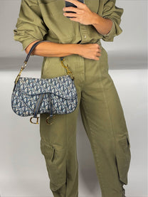 Vintage Dior Oblique Denim Double Saddle