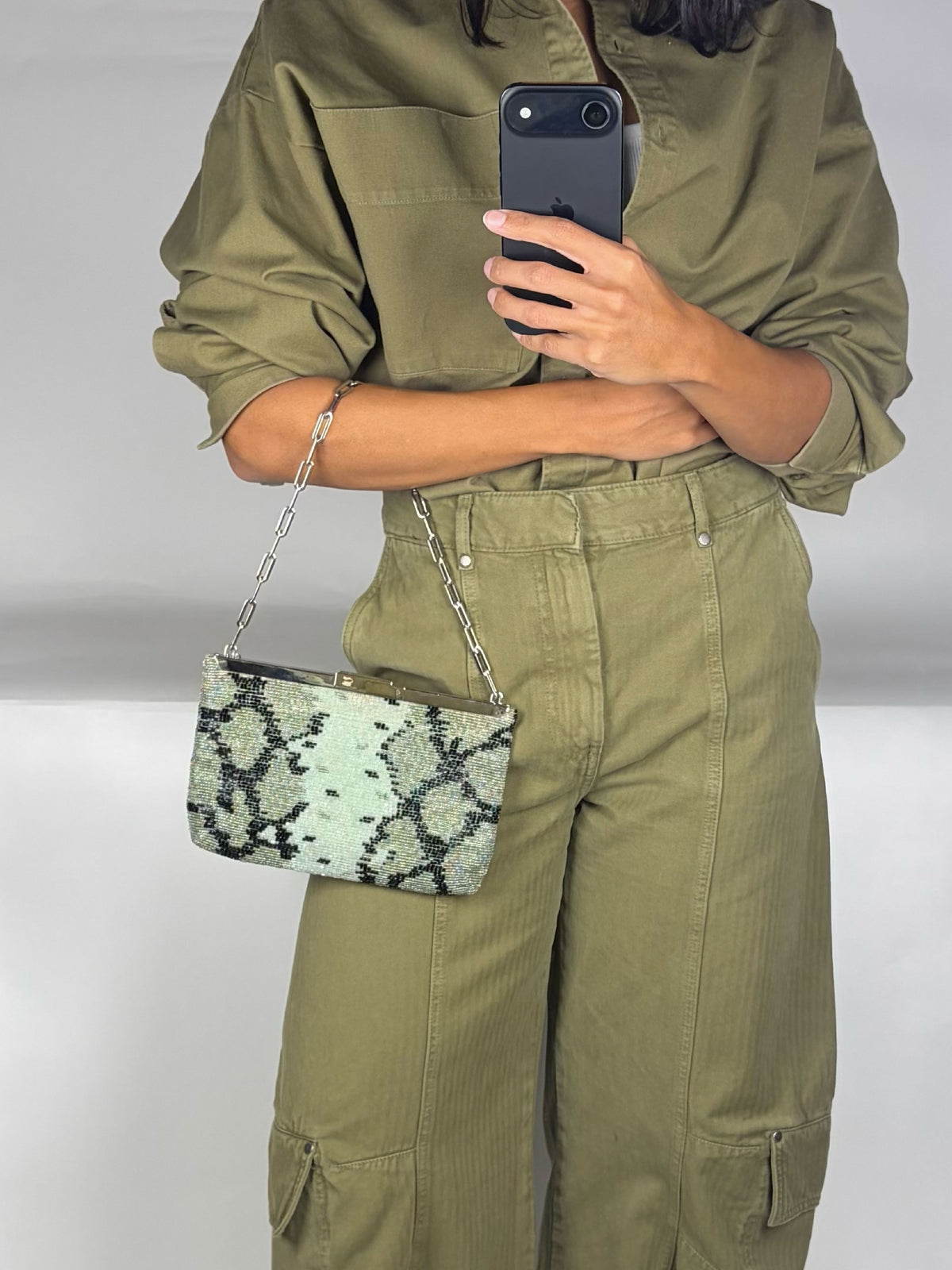 Vintage Gucci by Tom Ford Beaded Python Frame Bag