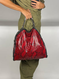Stella McCartney Python-Print Fold-Over Falabella